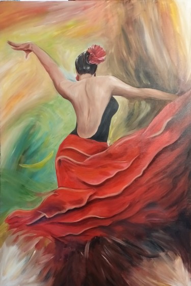 Painting titled "Danseuse flamenco" by Mehdi Niro, Original Artwork, Acrylic Mounted on Wood Stretcher frame