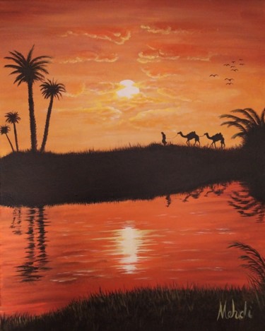 Peinture intitulée "Oasis" par Mehdi Niro, Œuvre d'art originale, Acrylique Monté sur Châssis en bois