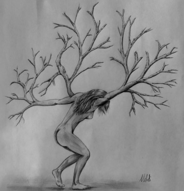 Dessin intitulée "La danse de la vie" par Mehdi Niro, Œuvre d'art originale, Crayon