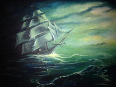 Картина под названием "ghost ship" - Mehenni Khadidja, Подлинное произведение искусства, Акрил