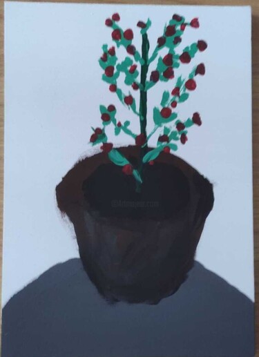 Картина под названием "Çeri tomato plant" - Mehmet Çelik, Подлинное произведение искусства, Акрил