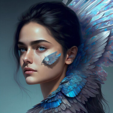 "mavi melek" başlıklı Tablo Mehmet Duhan tarafından, Orijinal sanat, Dijital Resim