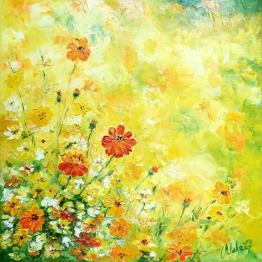 Peinture intitulée "Fleurs des champs" par Mehri Guliyeva Moghadam, Œuvre d'art originale, Huile