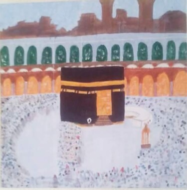 Schilderij getiteld "makkah" door Mehtab Zafar, Origineel Kunstwerk, Olie