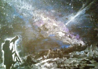 Malerei mit dem Titel "I like astronomy" von Mehrez Thlijeni, Original-Kunstwerk, Acryl