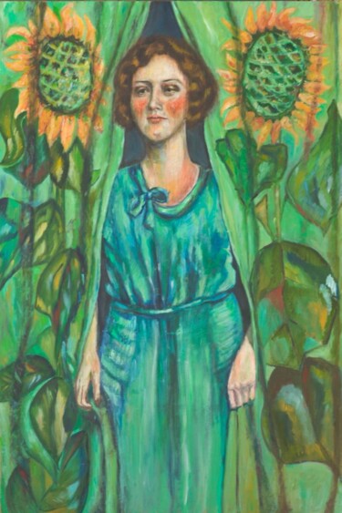 Painting titled "Sunflowers" by Mehves Yenilmez, Original Artwork, Oil