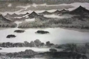 Painting titled "Lac de nuages" by Zi Ping Fang, Original Artwork, Ink