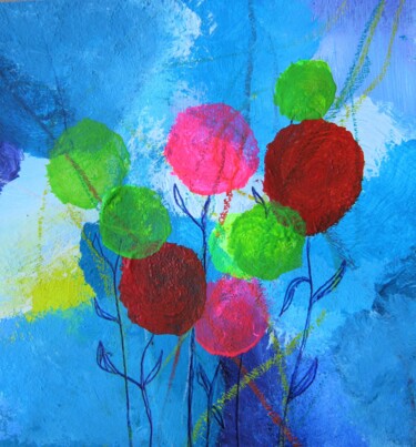 Painting titled "Flower four" by Meike Van Riel, Original Artwork, Acrylic