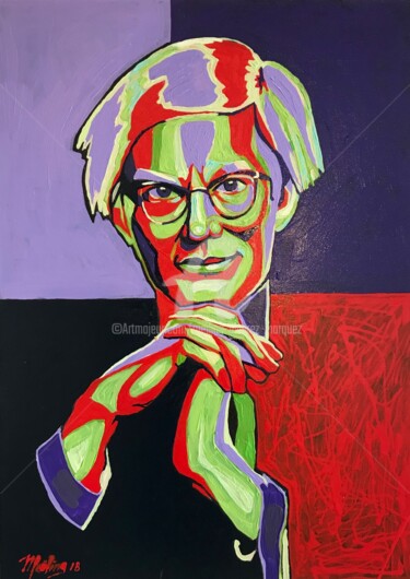 Pittura intitolato "Andy Warhol" da Meiling Alvarez Marquez, Opera d'arte originale, Acrilico