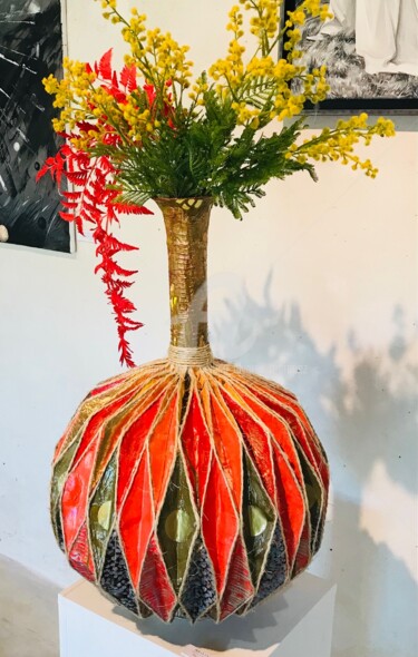 Design intitulada "Vase orange" por Meiling Alvarez Marquez, Obras de arte originais, Quadro de Arte