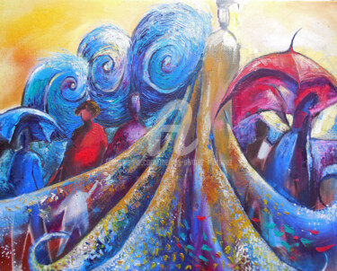 Peinture intitulée "Malecón" par Meiling Alvarez Marquez, Œuvre d'art originale, Huile Monté sur Châssis en bois