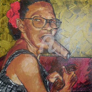 Painting titled "série fumeurs de ci…" by Meiling Alvarez Marquez, Original Artwork, Acrylic