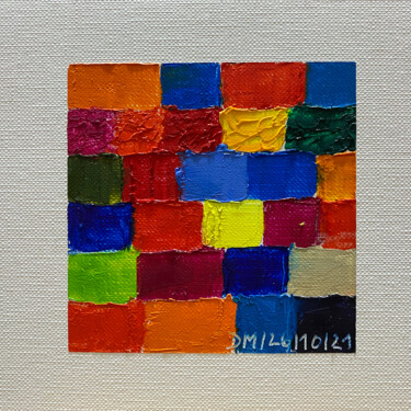 Painting titled "Quadrata Nr.45 | Or…" by Dietmar Meinhardt (MeinhardtART), Original Artwork, Oil Mounted on Cardboard