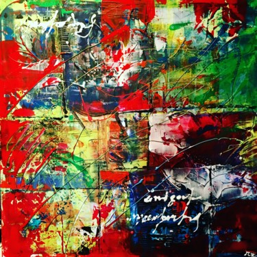 Peinture intitulée "A travers rouge" par Mejane, Œuvre d'art originale, Acrylique