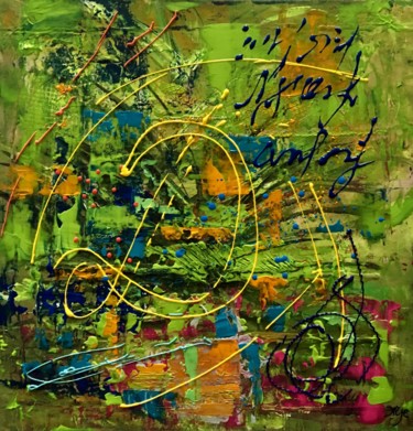 Painting titled "Mixmedia 9" by Mejane, Original Artwork, Acrylic Mounted on Wood Stretcher frame
