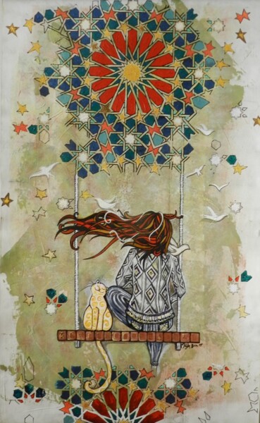 Painting titled "Apesanteur" by Mejda Ben, Original Artwork, Acrylic
