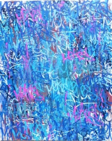 Painting titled "blue" by Mekes, Original Artwork, Spray paint