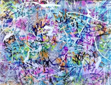 Peinture intitulée "UNIVERS" par Mekes, Œuvre d'art originale, Bombe aérosol