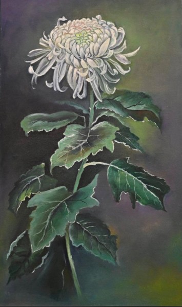 Peinture intitulée "Chrysanthemum" par Svetlana Mekhnina, Œuvre d'art originale, Huile