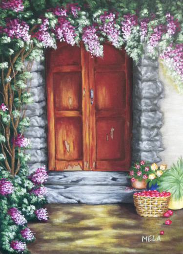 Painting titled "The Mysterious Door" by Mela Calkic, Original Artwork, Acrylic