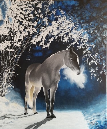 Painting titled "White wilderness" by Mela Calkic, Original Artwork, Acrylic Mounted on Wood Stretcher frame