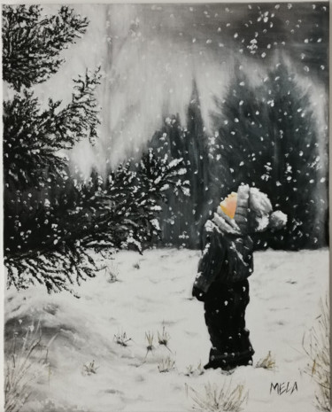 Painting titled "Snow Silence" by Mela Calkic, Original Artwork, Acrylic