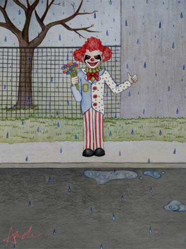 Disegno intitolato "Klown" da Mela, Opera d'arte originale, Matita