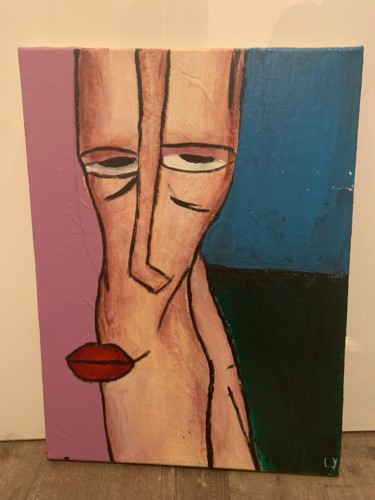 Painting titled "L homme tronc" by Louise Mélano, Original Artwork, Acrylic Mounted on Wood Stretcher frame