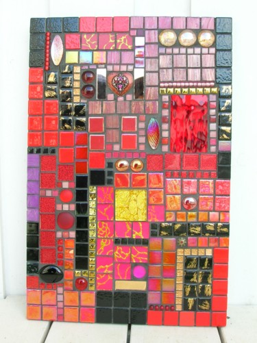Artisanat intitulée "Tableau "Rouge coeu…" par Melandyne, Œuvre d'art originale