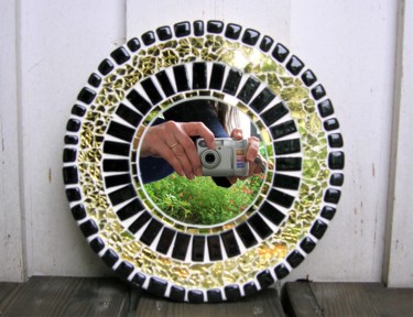 Sculpture intitulée "miroir mosaique ron…" par Melandyne, Œuvre d'art originale, Mosaïque