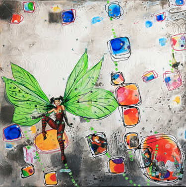Peinture intitulée "CELIA - LA FEE VERTE" par Mélanie Bachmann, Œuvre d'art originale, Acrylique Monté sur Châssis en bois