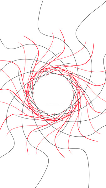 Digital Arts titled "Red spiral basic" by Melanie Belle, Original Artwork, 2D Digital Work
