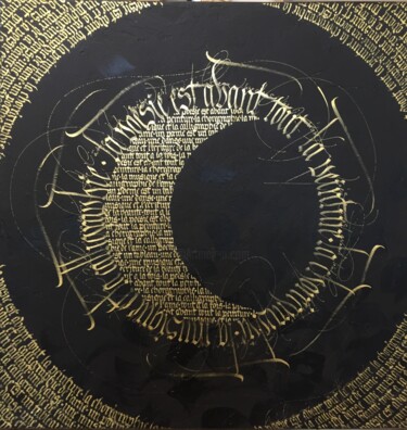 Картина под названием "calligraphie 4" - Mélanie Griffon, Подлинное произведение искусства, Акрил Установлен на Деревянная р…