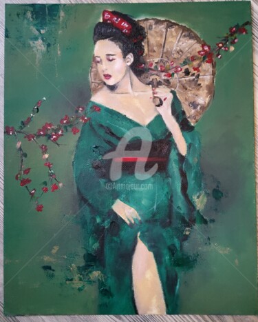 Painting titled "Asian" by Melanie Kempkes, Original Artwork, Oil