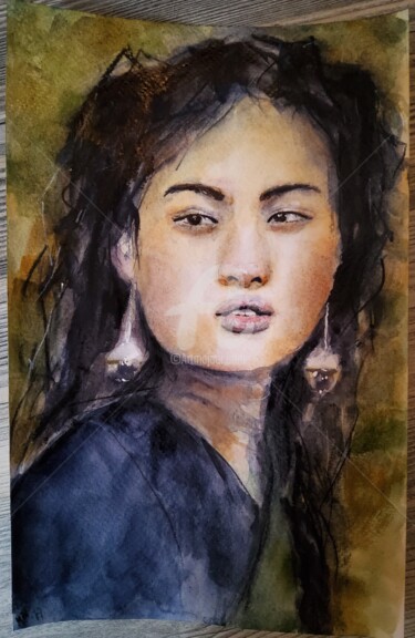 Painting titled "Asian" by Melanie Kempkes, Original Artwork, Watercolor
