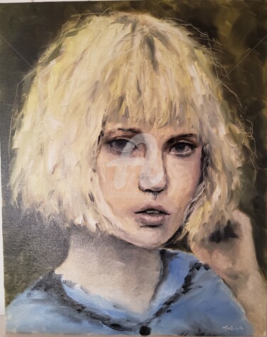 Painting titled "Blondes Mädchen in…" by Melanie Kempkes, Original Artwork, Oil
