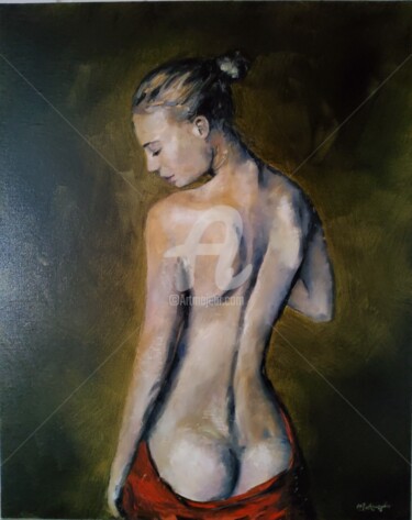 Painting titled "Akt" by Melanie Kempkes, Original Artwork, Oil