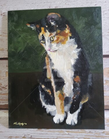 Painting titled "Katze" by Melanie Kempkes, Original Artwork, Oil