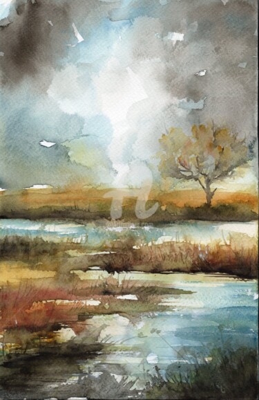 Painting titled "After the rain" by Melanie Kempkes, Original Artwork, Watercolor