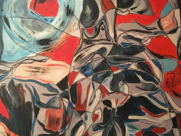 Картина под названием "Blue Sun" - Melanie Maquinay, Подлинное произведение искусства, Акрил Установлен на Деревянная рама д…