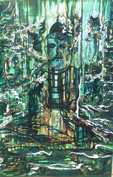 Картина под названием "Buddha Incognito" - Melanie Maquinay, Подлинное произведение искусства, Акрил Установлен на Деревянна…
