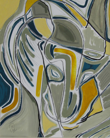 Pittura intitolato ""Cubisme au masque"" da Melanie Maquinay, Opera d'arte originale, Acrilico