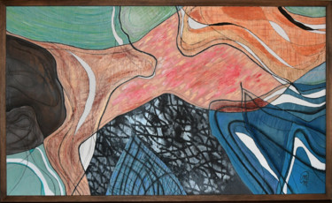 Peinture intitulée ""Le nageur"" par Melanie Maquinay, Œuvre d'art originale, Acrylique Monté sur Châssis en bois