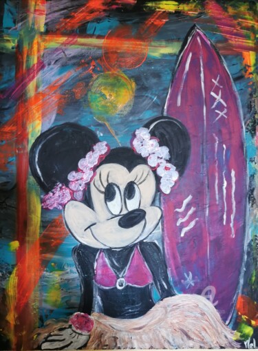 Painting titled "Minnie surfeuse" by Melanie Roch, Original Artwork, Acrylic