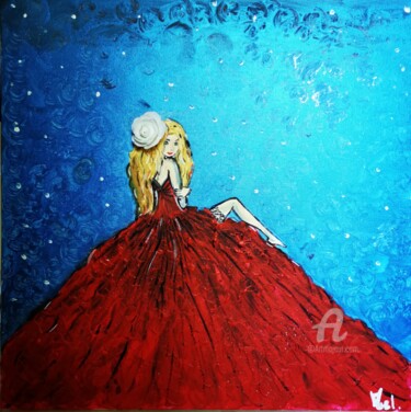 Painting titled "Miss bohème" by Melanie Roch, Original Artwork, Acrylic Mounted on Wood Stretcher frame