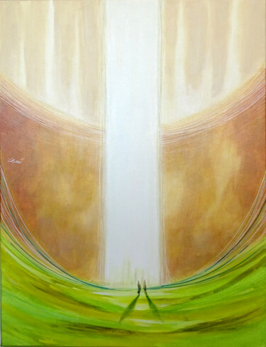 Pintura titulada "Colonne de lumière" por Mélanie Theïs, Obra de arte original, Acrílico Montado en Bastidor de camilla de m…