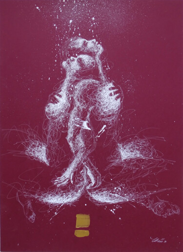 Dessin intitulée "Ravissement 001" par Mélanie Theïs, Œuvre d'art originale, Stylo gel