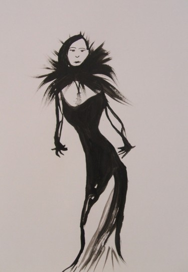 Dibujo titulada "" Femme chic...en n…" por Mélo, Obra de arte original, Tinta