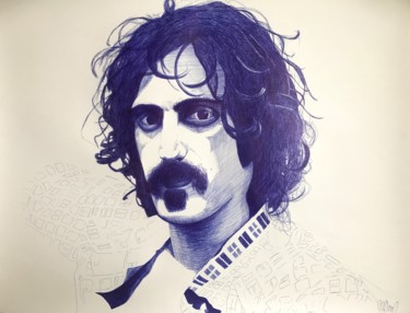 Drawing titled "Zappa" by Melanie Johnson, Original Artwork, Ballpoint pen