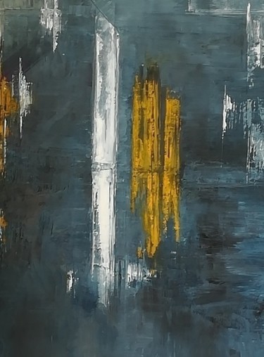 Painting titled "Azur" by Mélanie Santa Cruz, Original Artwork, Oil